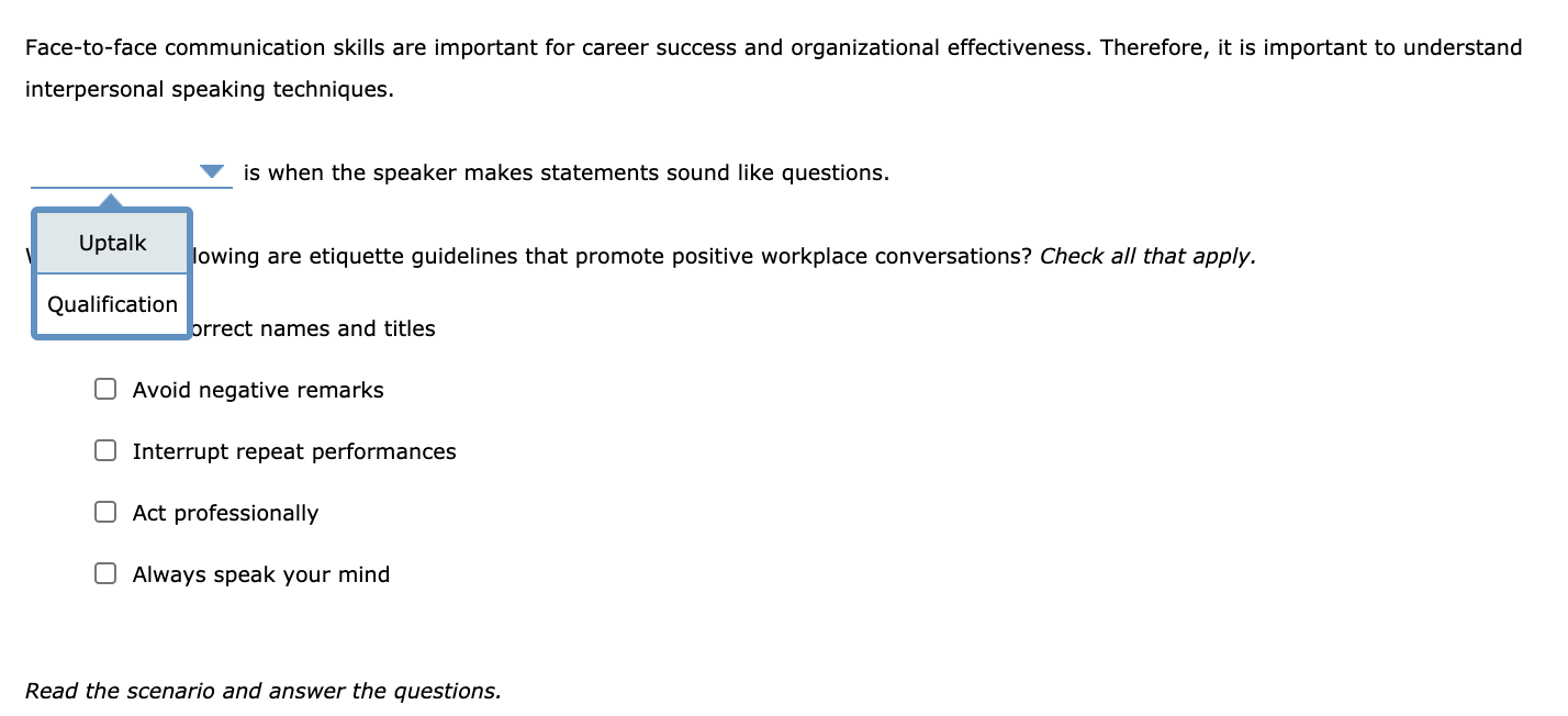 Face-to-face communication skills are important