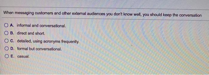 When messaging customers and other external