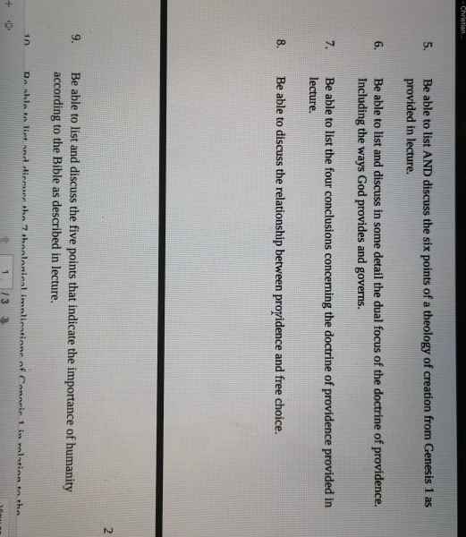 - Christian... 5. Be able to list AND discuss the