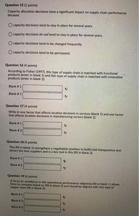 Asap Question 15 (2 points) Capacity allocation