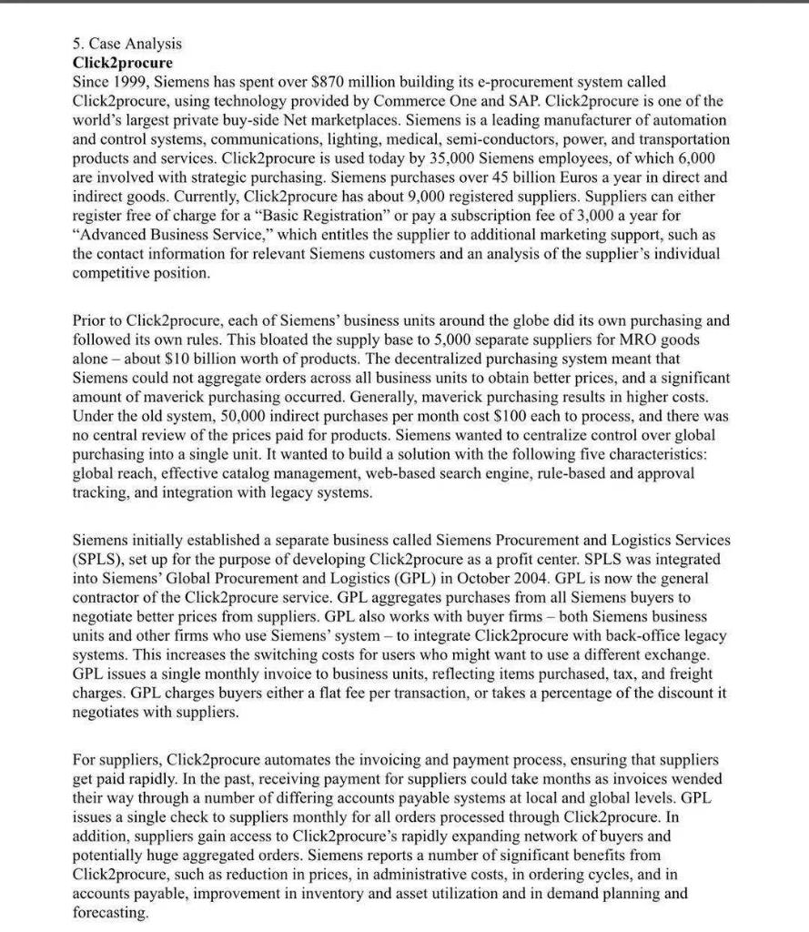 This is e-commerce 5. Case Analysis Click2procure