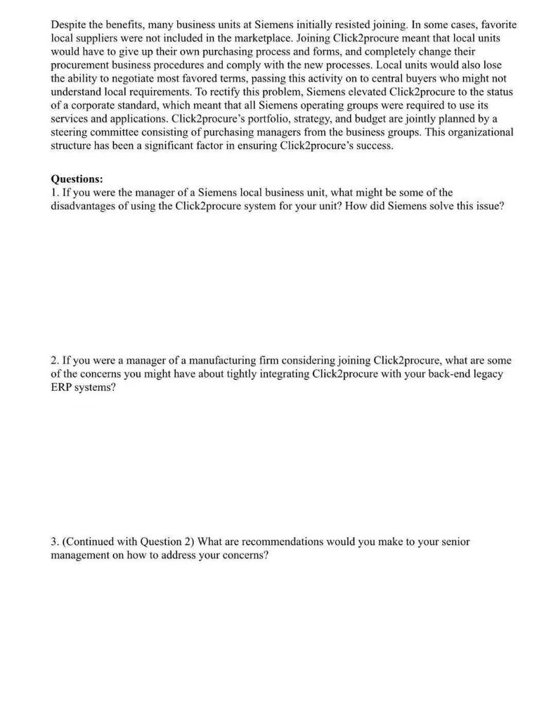 This is e-commerce 5. Case Analysis Click2procure