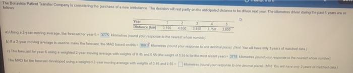 The MAD for the forecast developed using a
