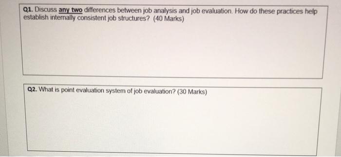Q1. Discuss any two differences between job