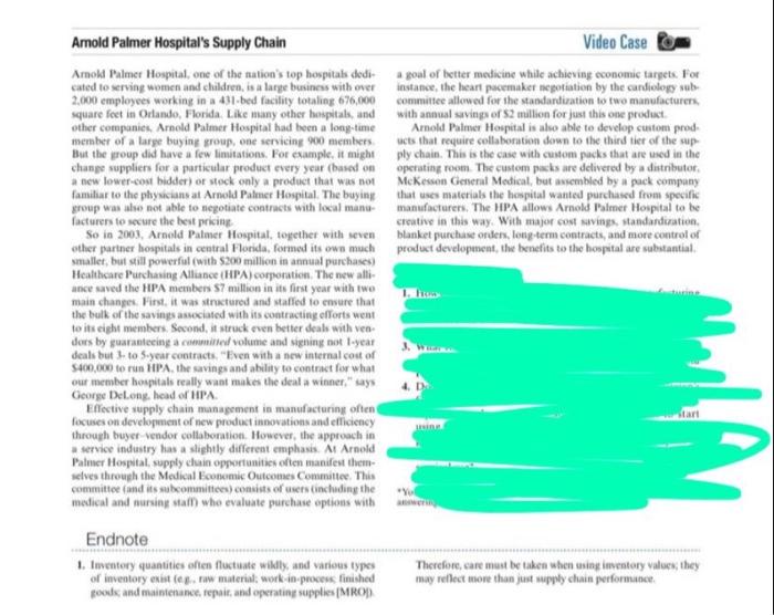 Arnold Palmer case study please answer the