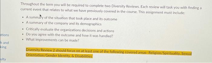 Throughout the term you will be required to