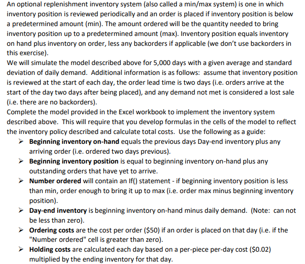 Using lab 7 with a two-day lead time (all