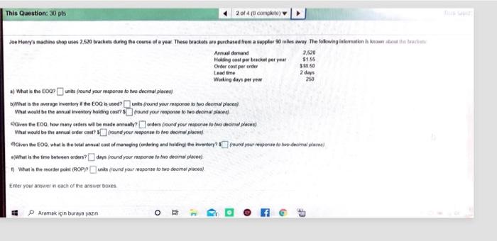 This Question: 30 pts 2014 (0 compte Jon Henry's