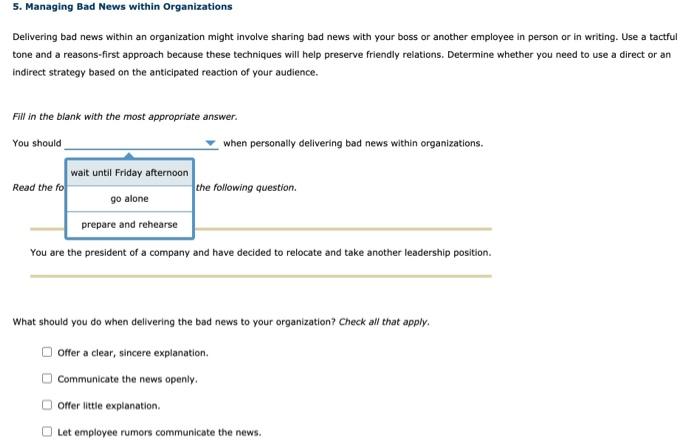 5. Managing Bad News within Organizations