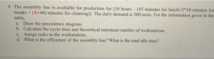x=5 4. The assembly line is available for