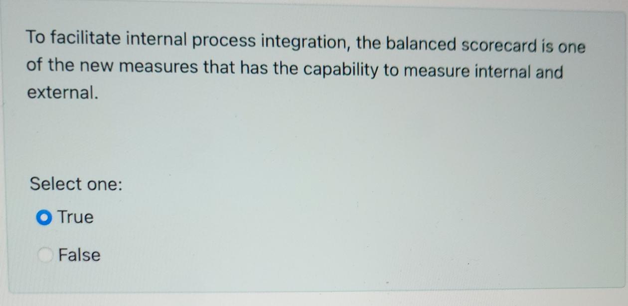 To facilitate internal process integration, the
