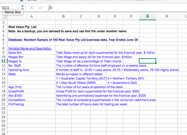 G11 Name Box X fx A B D E F F G H I 2 3 Real