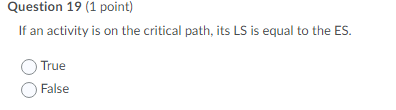 Question 19 (1 point) If an activity is on the