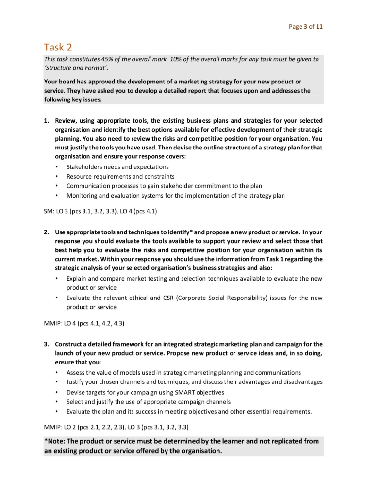 Assignment One: Marketing and Strategic Resource