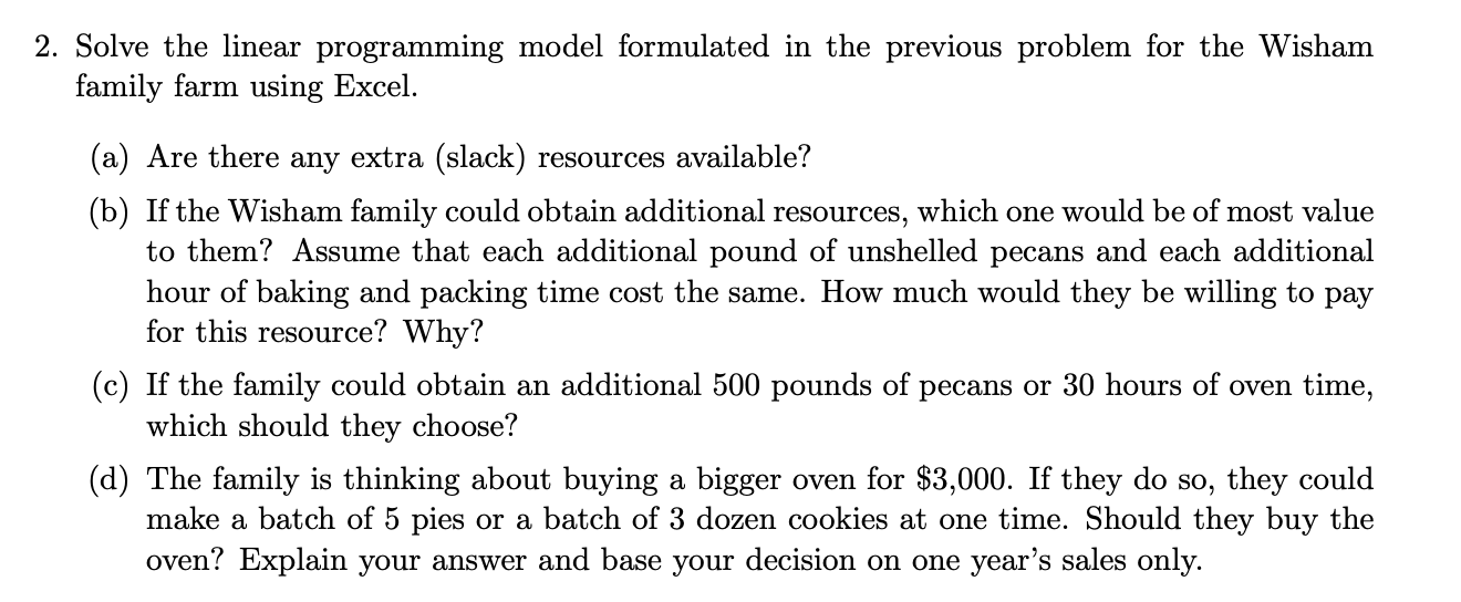 2. Solve the linear programming model formulated