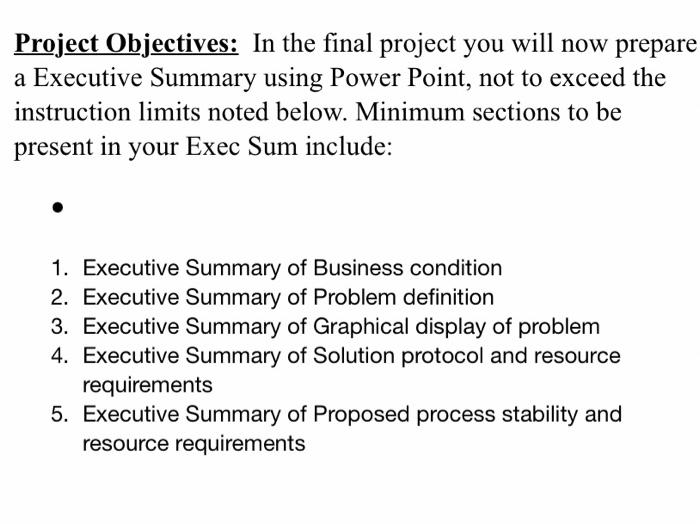Project Objectives: In the final project you will