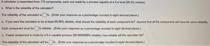 A calculator is assembled from 174 components,