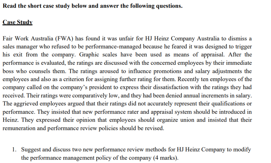 Read the short case study below and answer the