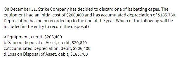 On December 31, Strike Company has decided to