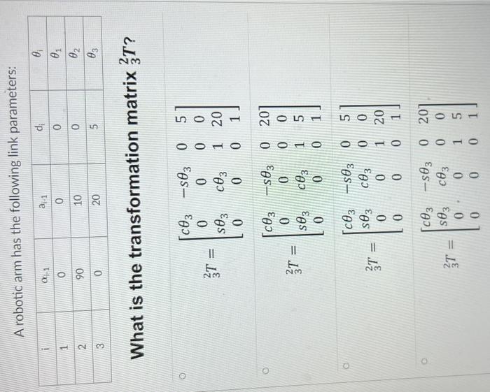 urgent A robotic arm has the following link