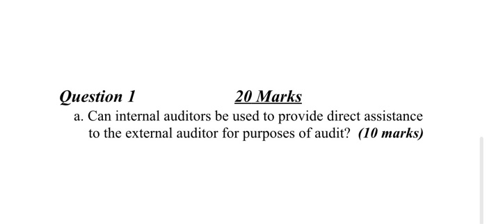Question 1 20 Marks a. Can internal auditors be