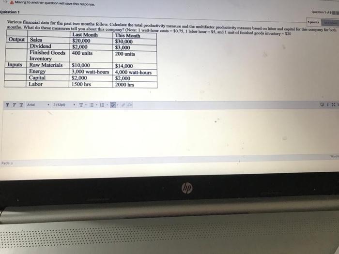 Moving to another question will save this