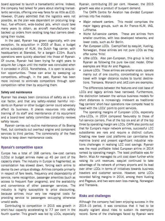 Need a introduction for this case study Ryanair: