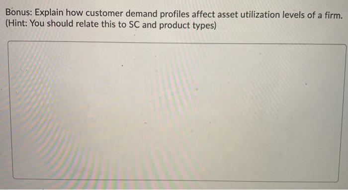 ASAP please Bonus: Explain how customer demand