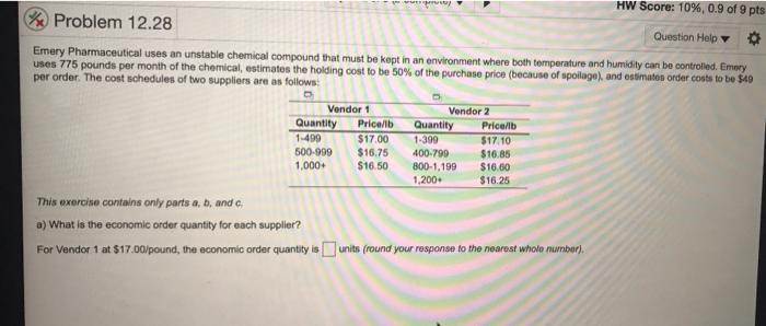 also need the answer for vendor 2 HW Score: 10%,
