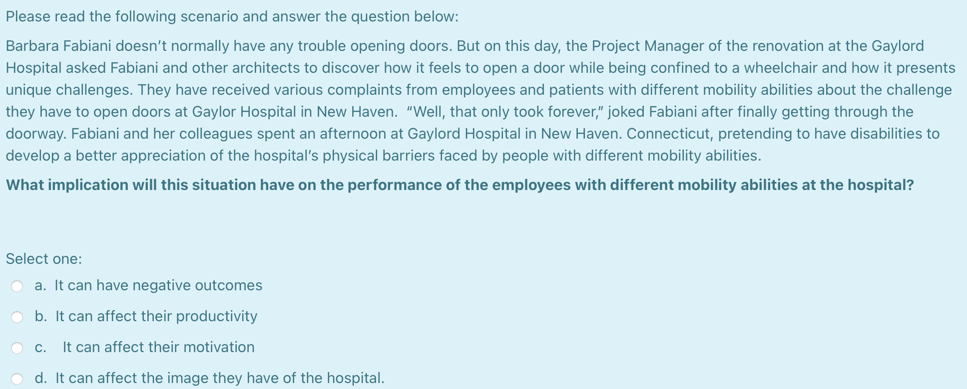 Please read the following scenario and answer the