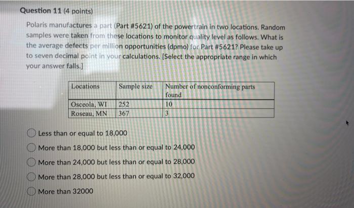 Question 10 (4 points) Prioritizing and selecting