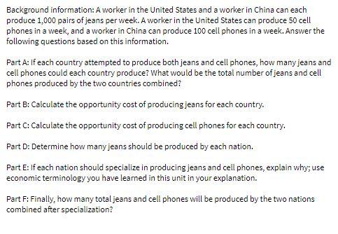 Background information: A worker in the United