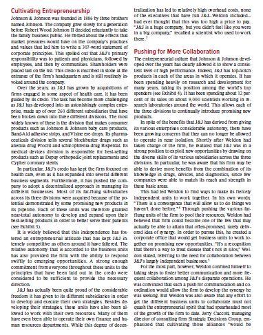 Describe J&J's Organizational Structure in about