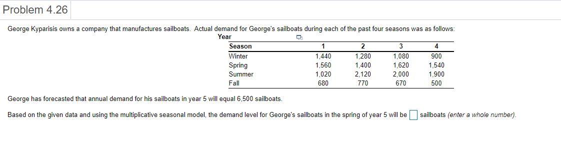 Problem 4.26 George Kyparisis owns a company that