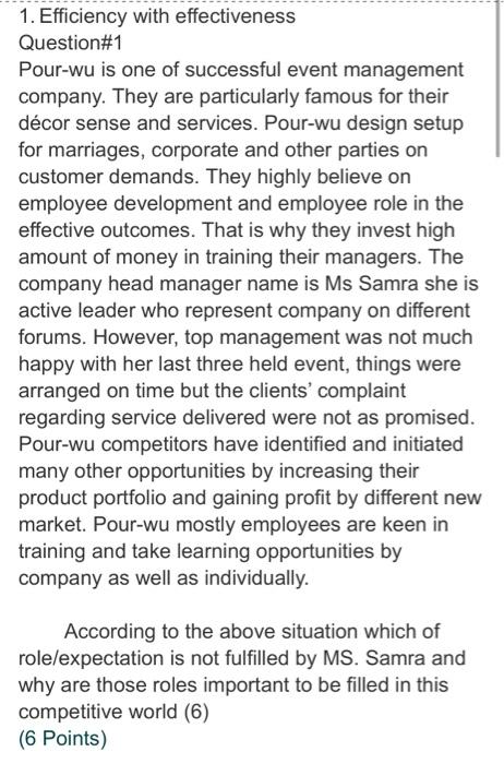 1. Efficiency with effectiveness Question#1