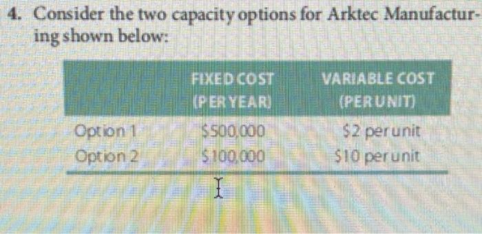 4. Consider the two capacity options for Arktec