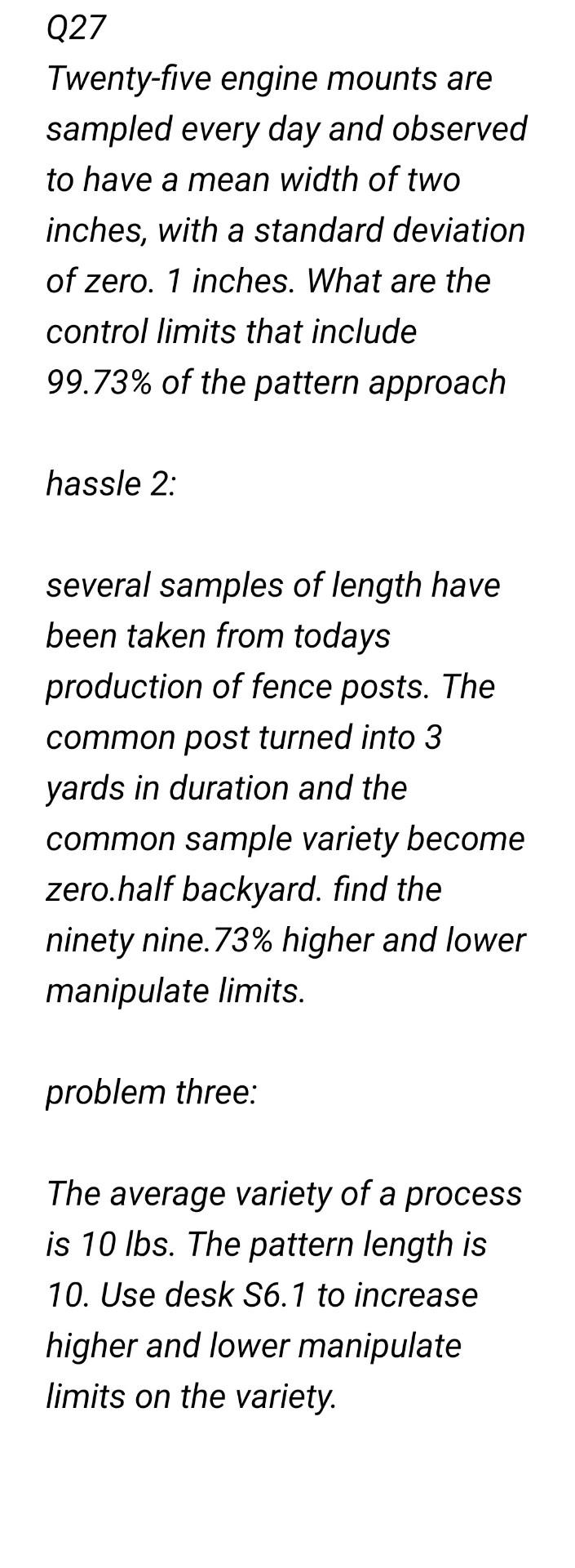 Need urgently ASAP Q27 Twenty-five engine mounts