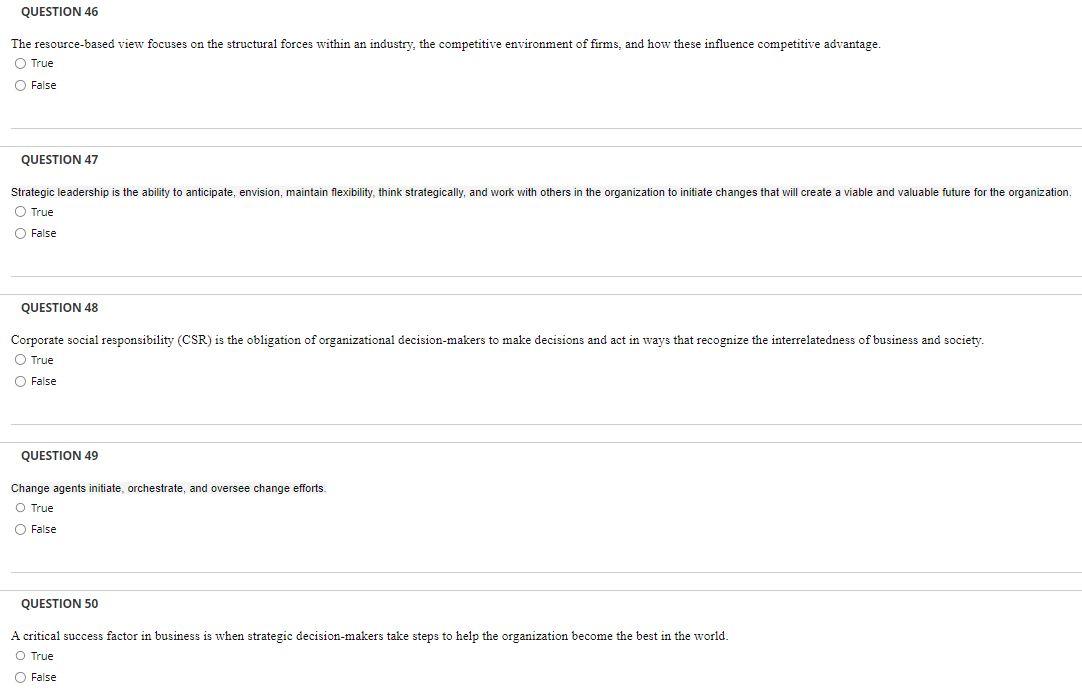 The resource-based view focuses on the structural