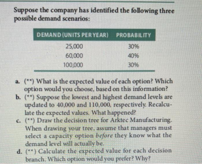 4. Consider the two capacity options for Arktec