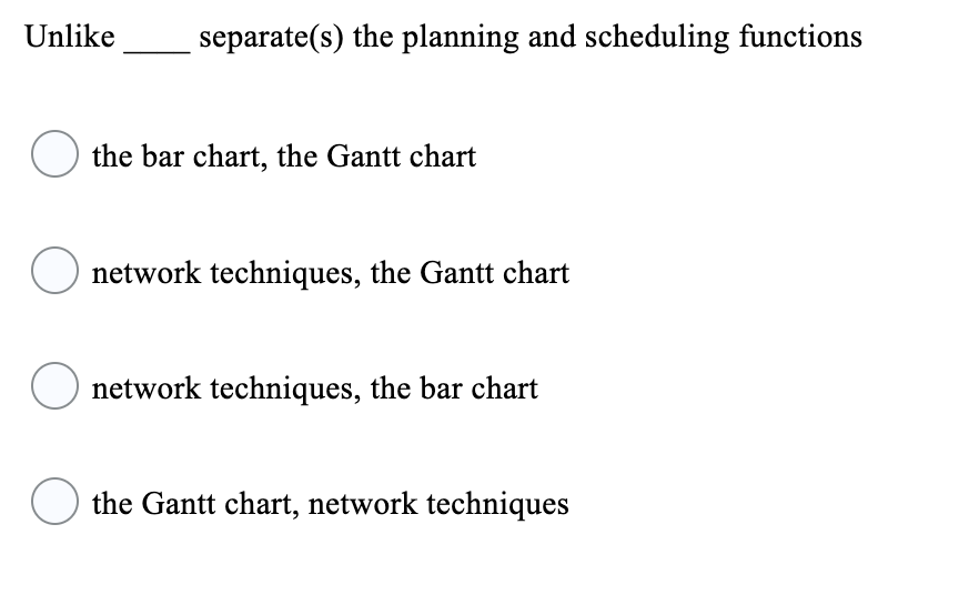 Unlike separate(s) the planning and scheduling