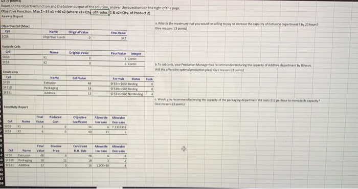 e points Based on the objective function and the