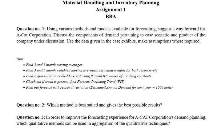 Material Handling and Inventory Planning