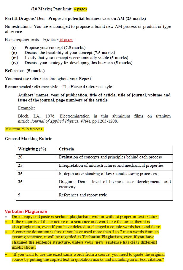 Part II Dragons' Den - Propose a potential