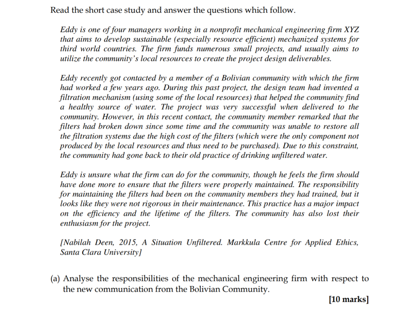 Engineering Ethics ead the short case study and