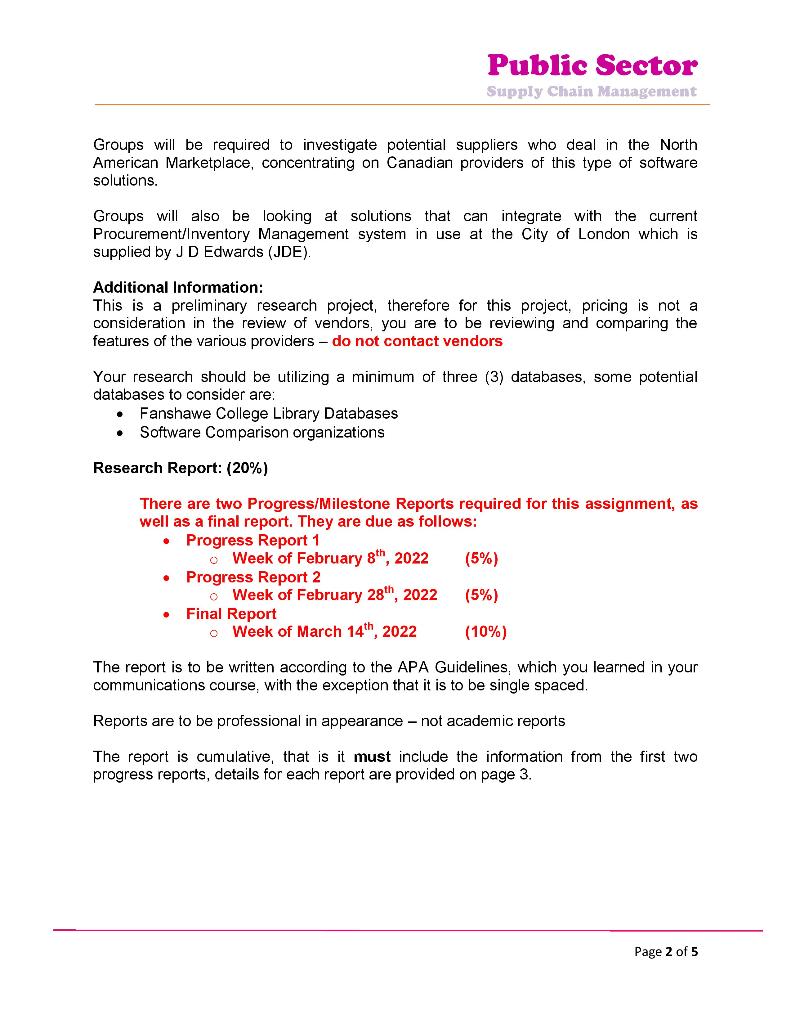 Public Sector Supply Chain Management 2022 -
