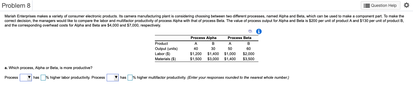 Problem 8 A Question Help O Mariah Enterprises