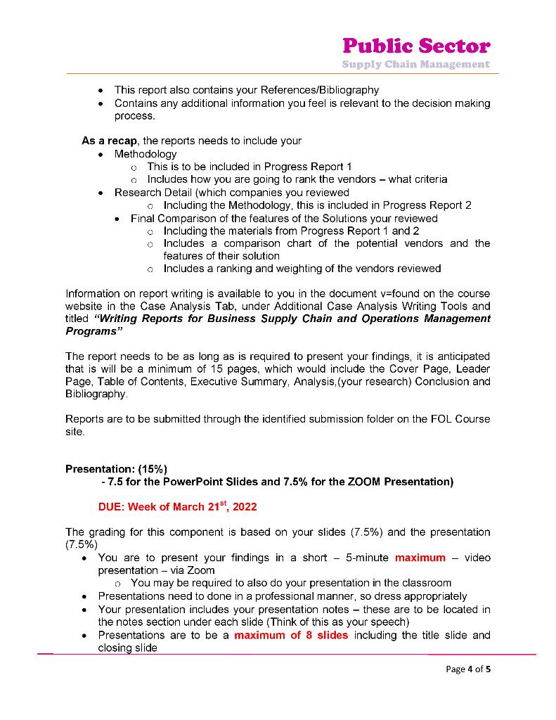 Public Sector Supply Chain Management 2022 -
