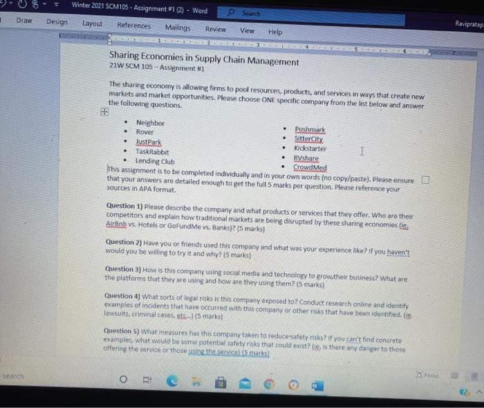 answer ques 4 Winter 2021 SCM105 - Assignment (2)