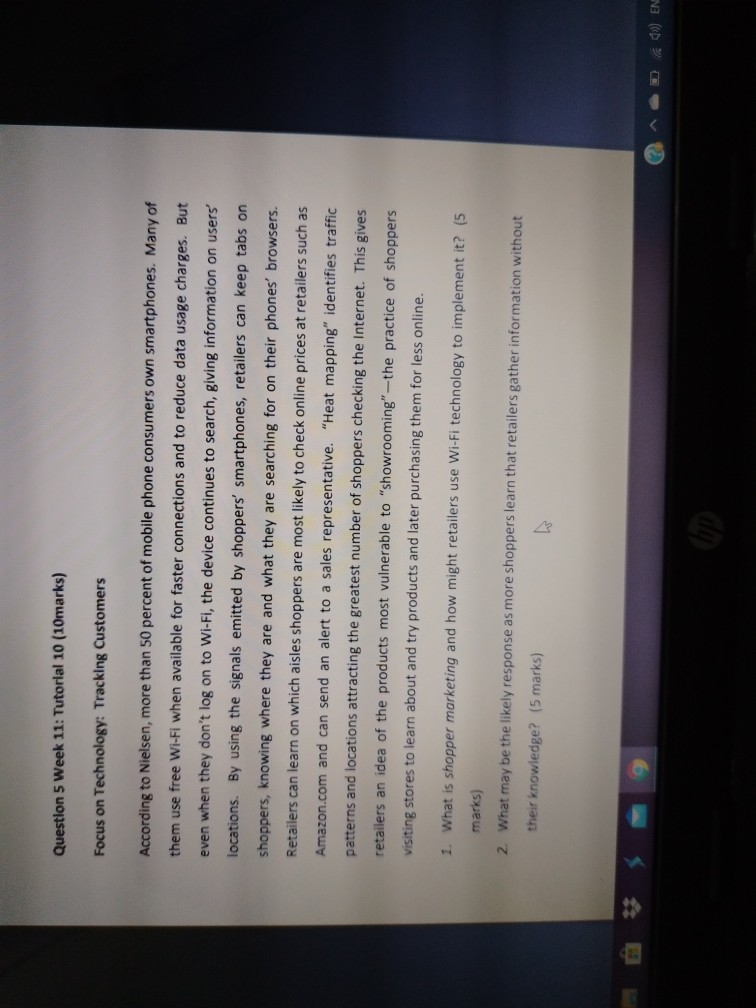 Question 5 Week 11: Tutorial 10 (10marks) Focus