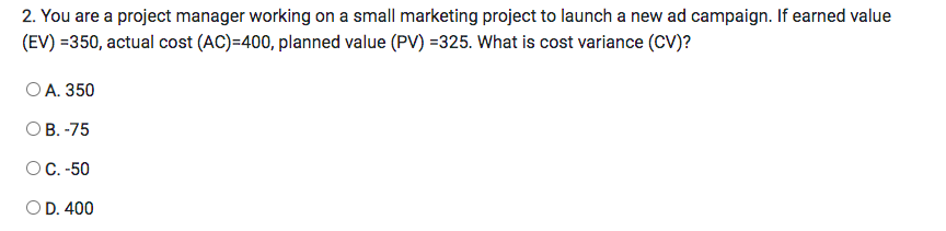 2. You are a project manager working on a small